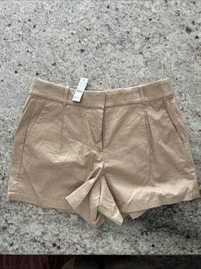 J. Crew Tailored High-Rise Pleated Shorts in Tan